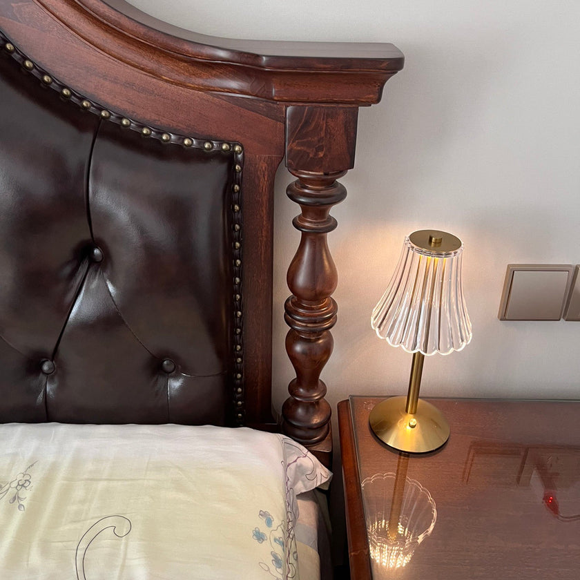 Gold Metal Faceted Cordless Table Lamp