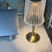 Gold Metal Faceted Cordless Table Lamp