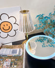 Gold Metal Faceted Cordless Table Lamp