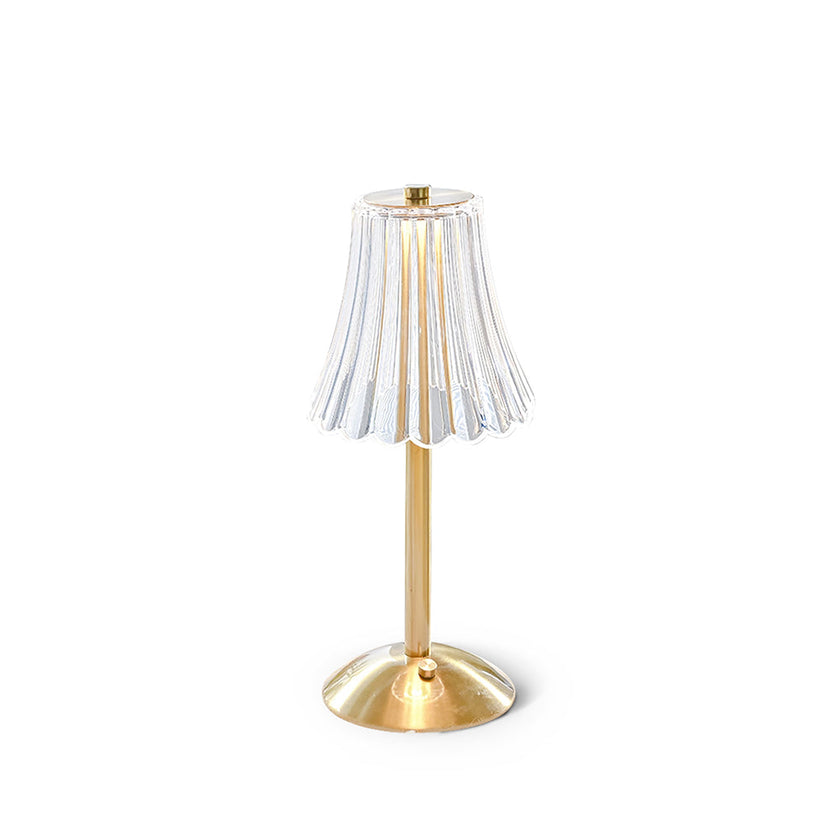 Gold Metal Faceted Cordless Table Lamp