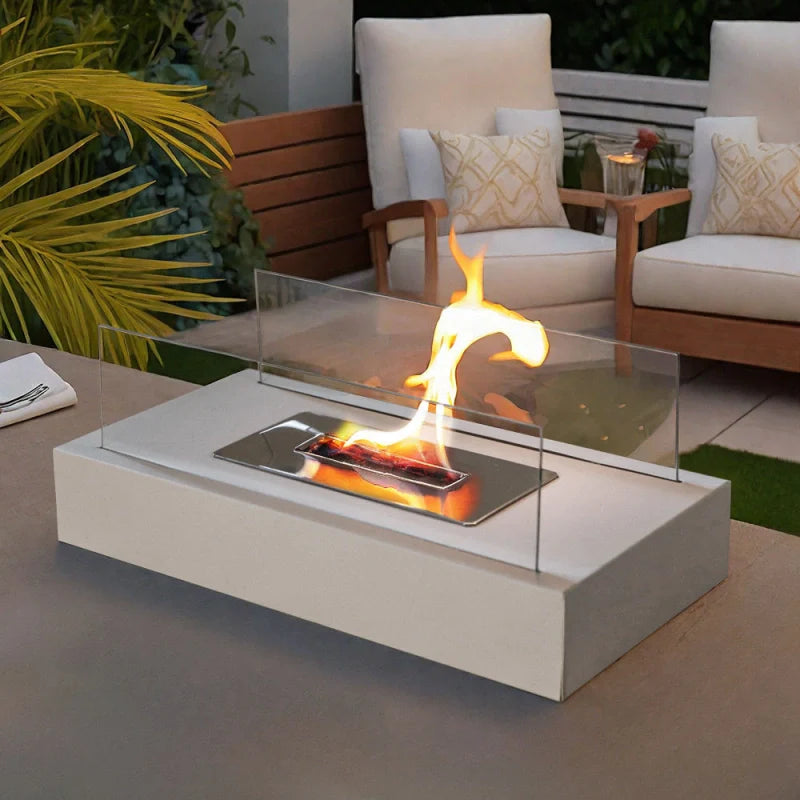 Modern Metal Tabletop Ethanol Fireplace Light Fixture