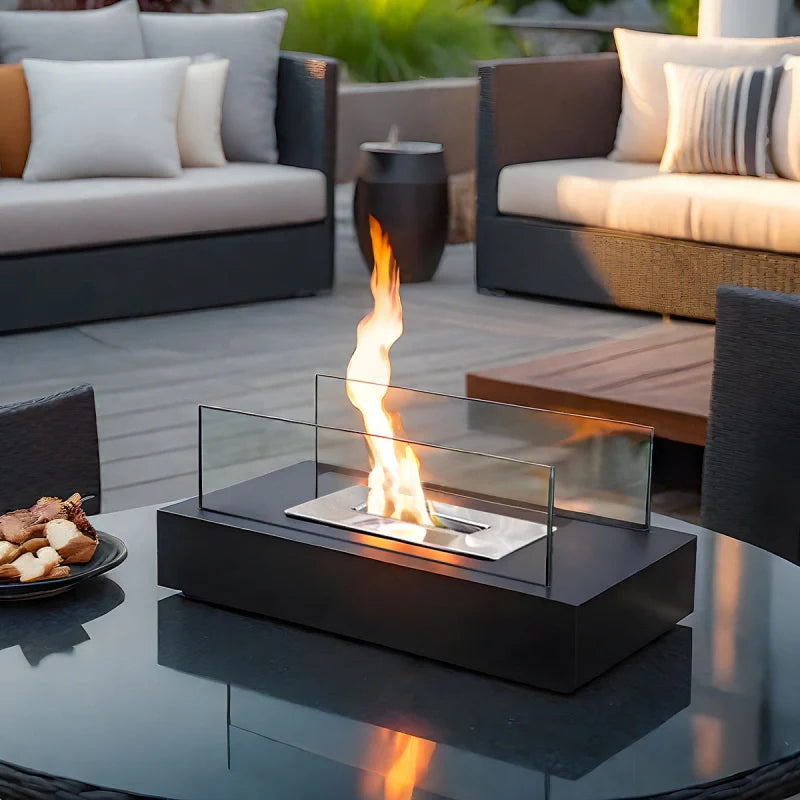 Modern Metal Tabletop Ethanol Fireplace Light Fixture