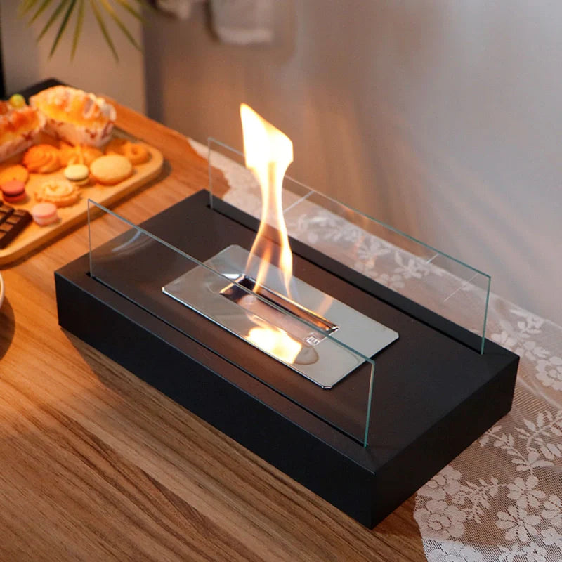 Modern Metal Tabletop Ethanol Fireplace Light Fixture