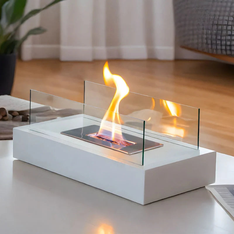 Modern Metal Tabletop Ethanol Fireplace Light Fixture