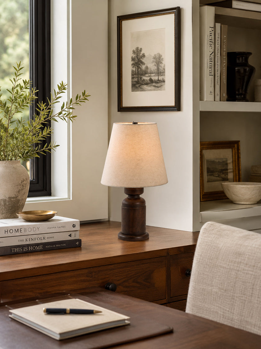 Calvrane Walnut Turned Wood Table Lamp
