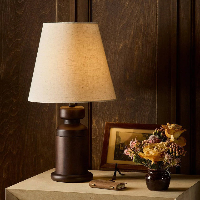 Calvrane Walnut Turned Wood Table Lamp