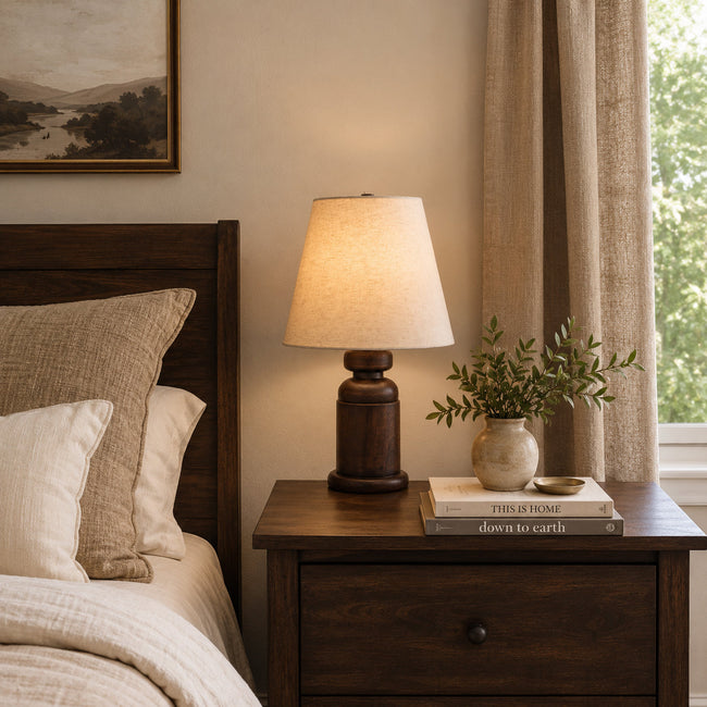 Calvrane Walnut Turned Wood Table Lamp