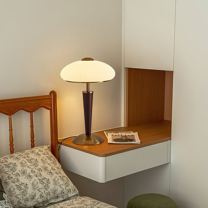 Calvrane Walnut Wood and Glass Table Lamp