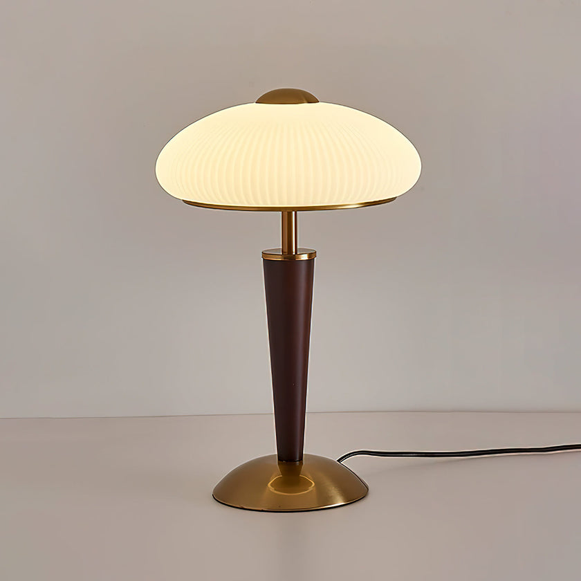 Calvrane Walnut Wood and Glass Table Lamp