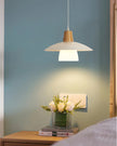 Frosted Glass Wood Rim Pendant Light