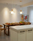 Frosted Glass Wood Rim Pendant Light