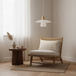 Frosted Glass Wood Rim Pendant Light