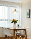 Frosted Glass Wood Rim Pendant Light
