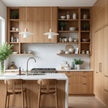 Frosted Glass Wood Rim Pendant Light