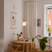 Frosted Glass Wood Rim Pendant Light