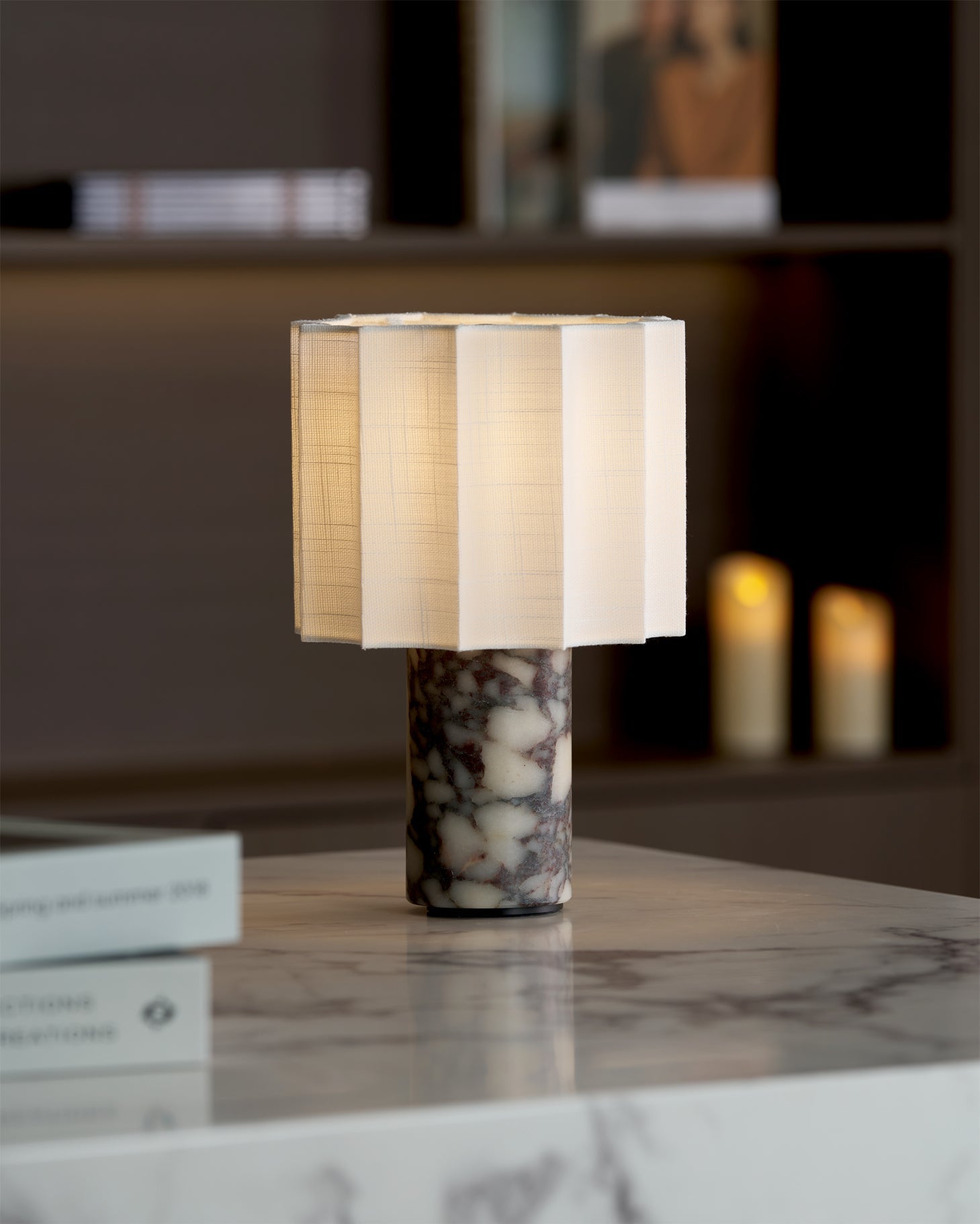Art Deco Marble Cordless Rechargeable Table Lamp