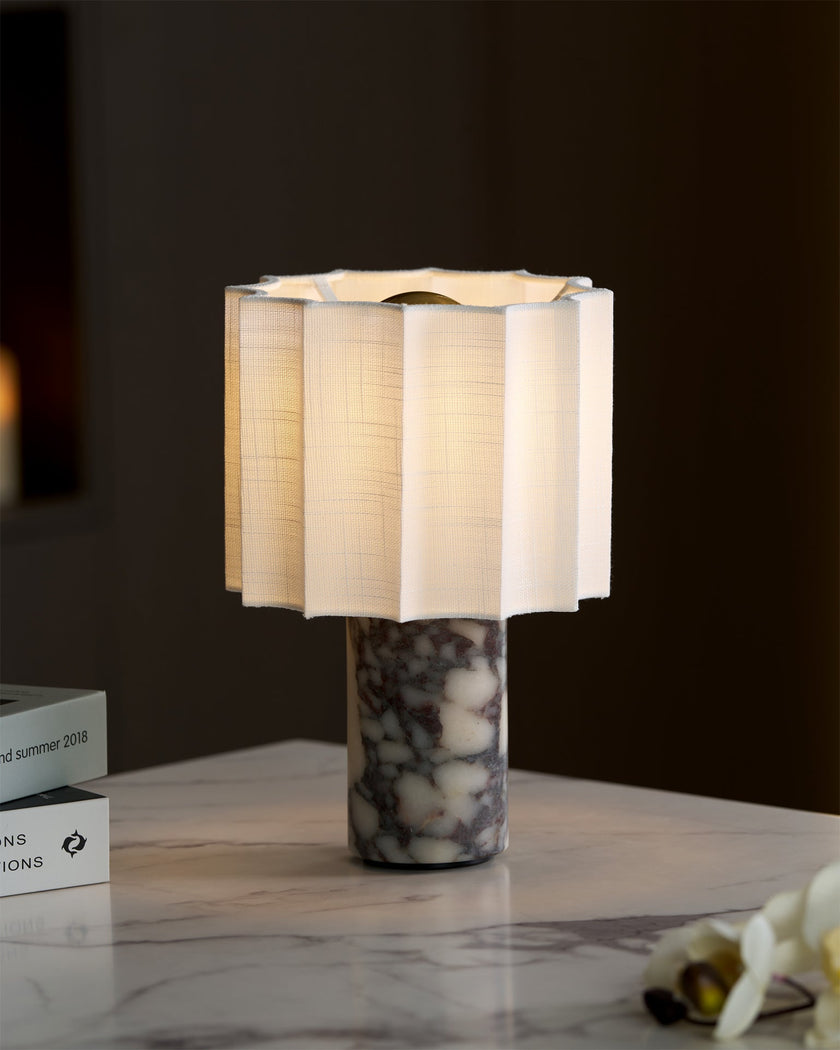 Art Deco Marble Cordless Rechargeable Table Lamp