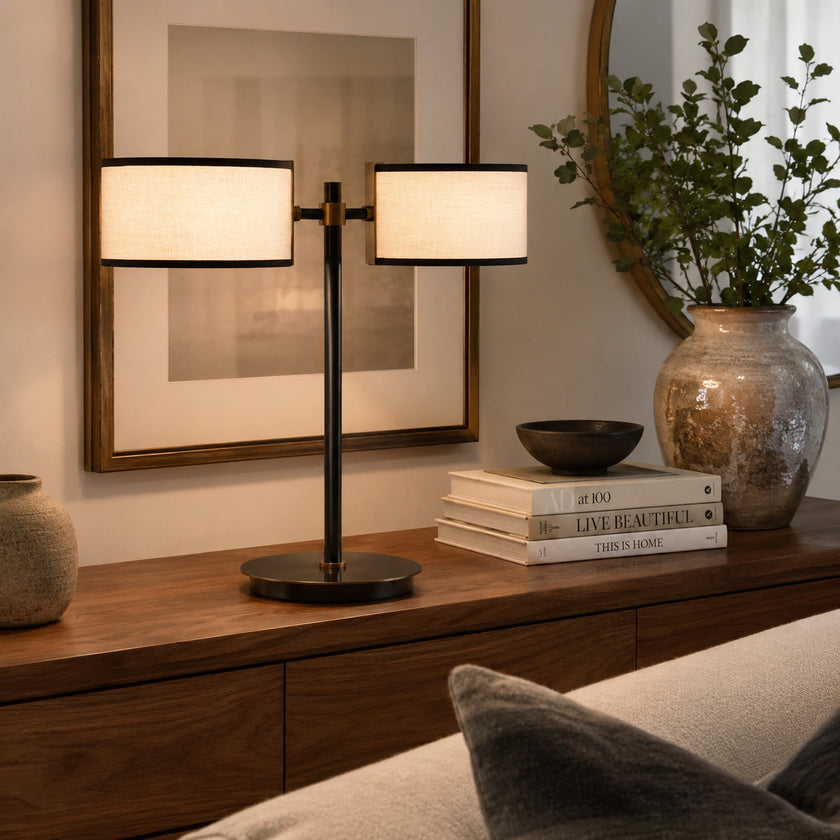 Calvrane Wood Two-Tone Table Lamp