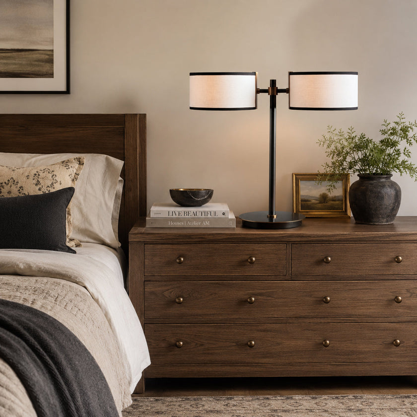 Calvrane Wood Two-Tone Table Lamp