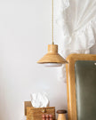 Wood Shallow Drum Pendant Light