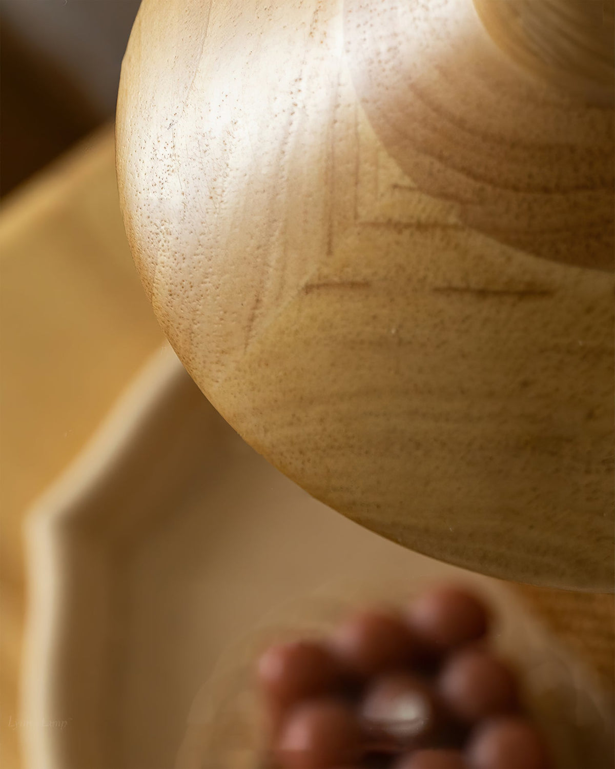 Wood Shallow Drum Pendant Light