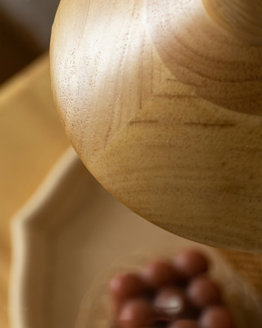 Wood Shallow Drum Pendant Light