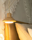 Wood Shallow Drum Pendant Light
