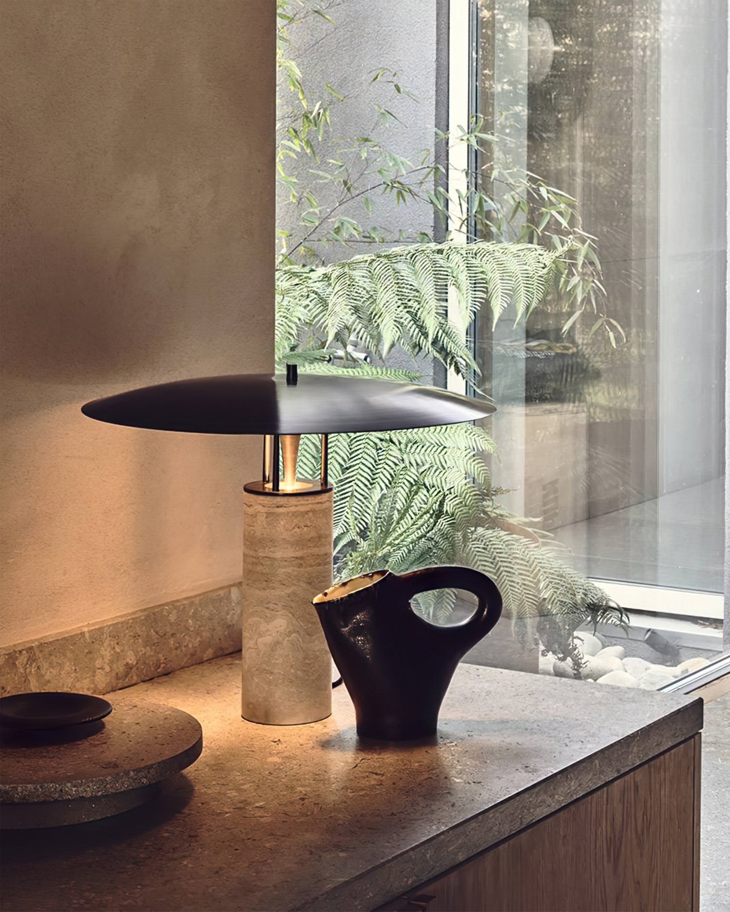 Minimalist Yellow Travertine Table Lamp