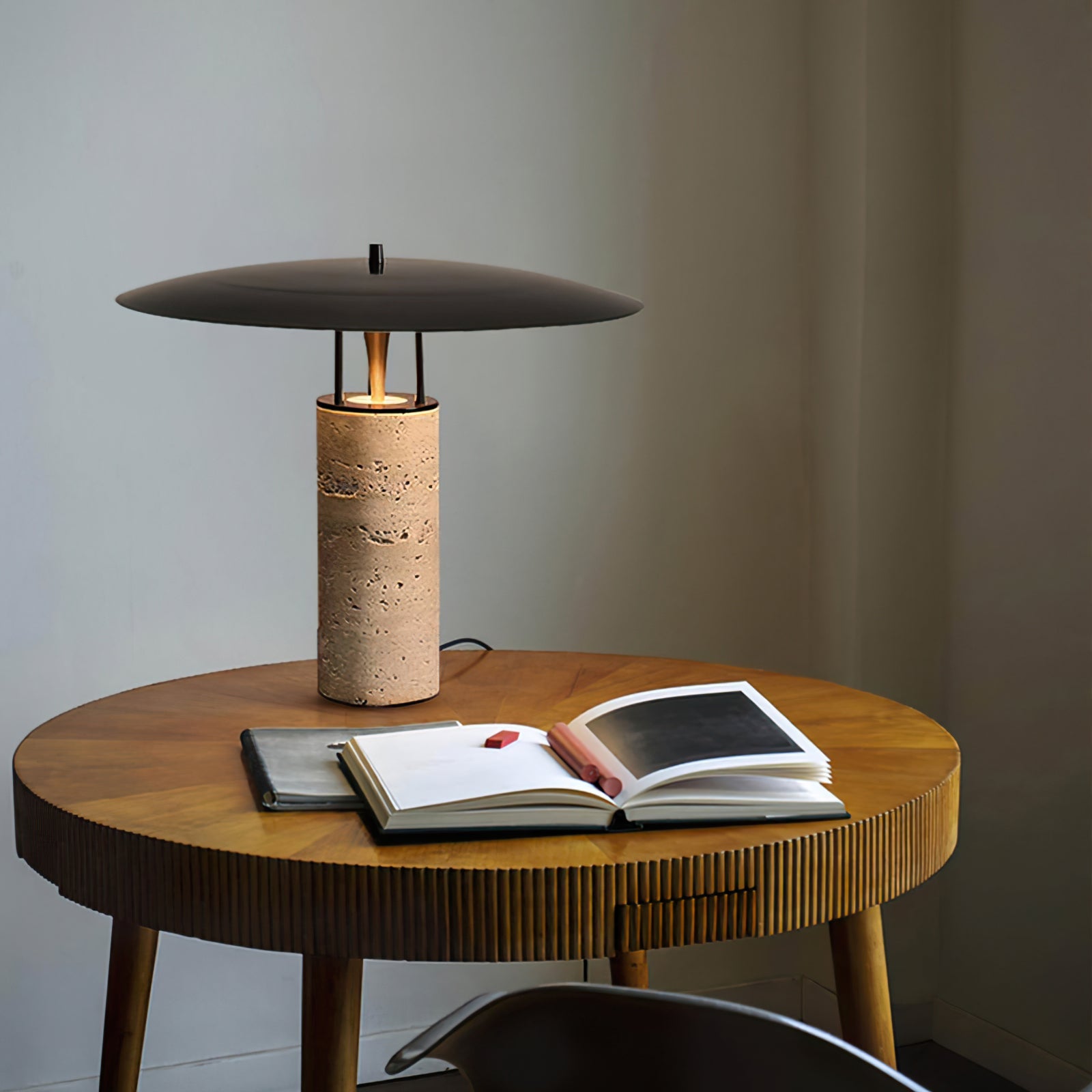 Minimalist Yellow Travertine Table Lamp