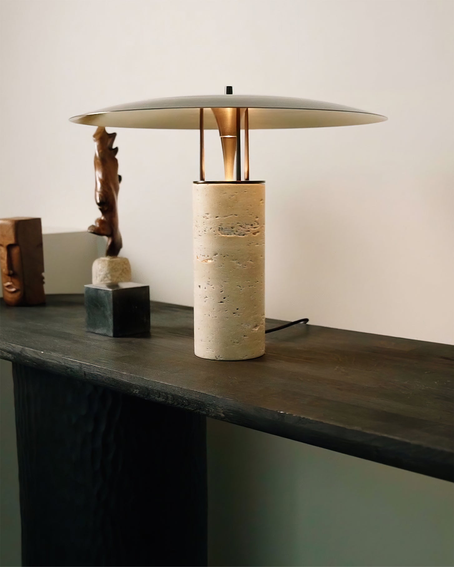 Minimalist Yellow Travertine Table Lamp