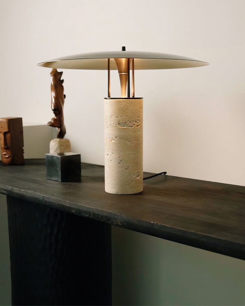 Minimalist Yellow Travertine Table Lamp