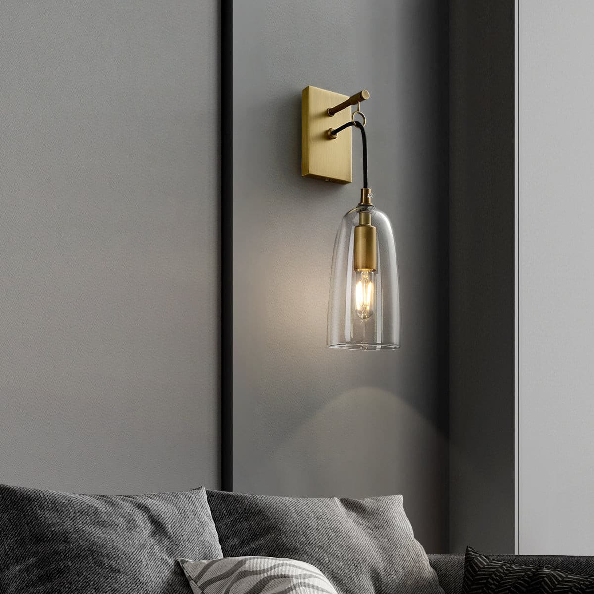 Scandinavian Brass Glass Wall Sconce