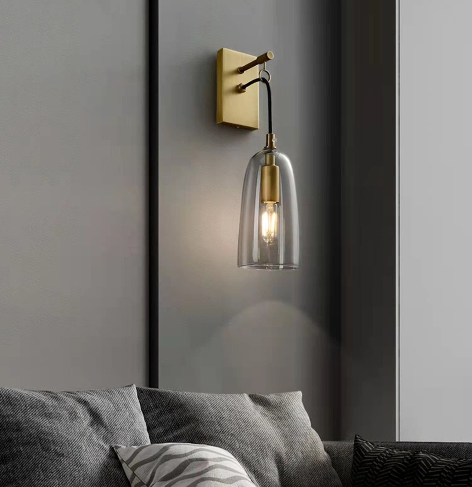 Scandinavian Brass Glass Wall Sconce