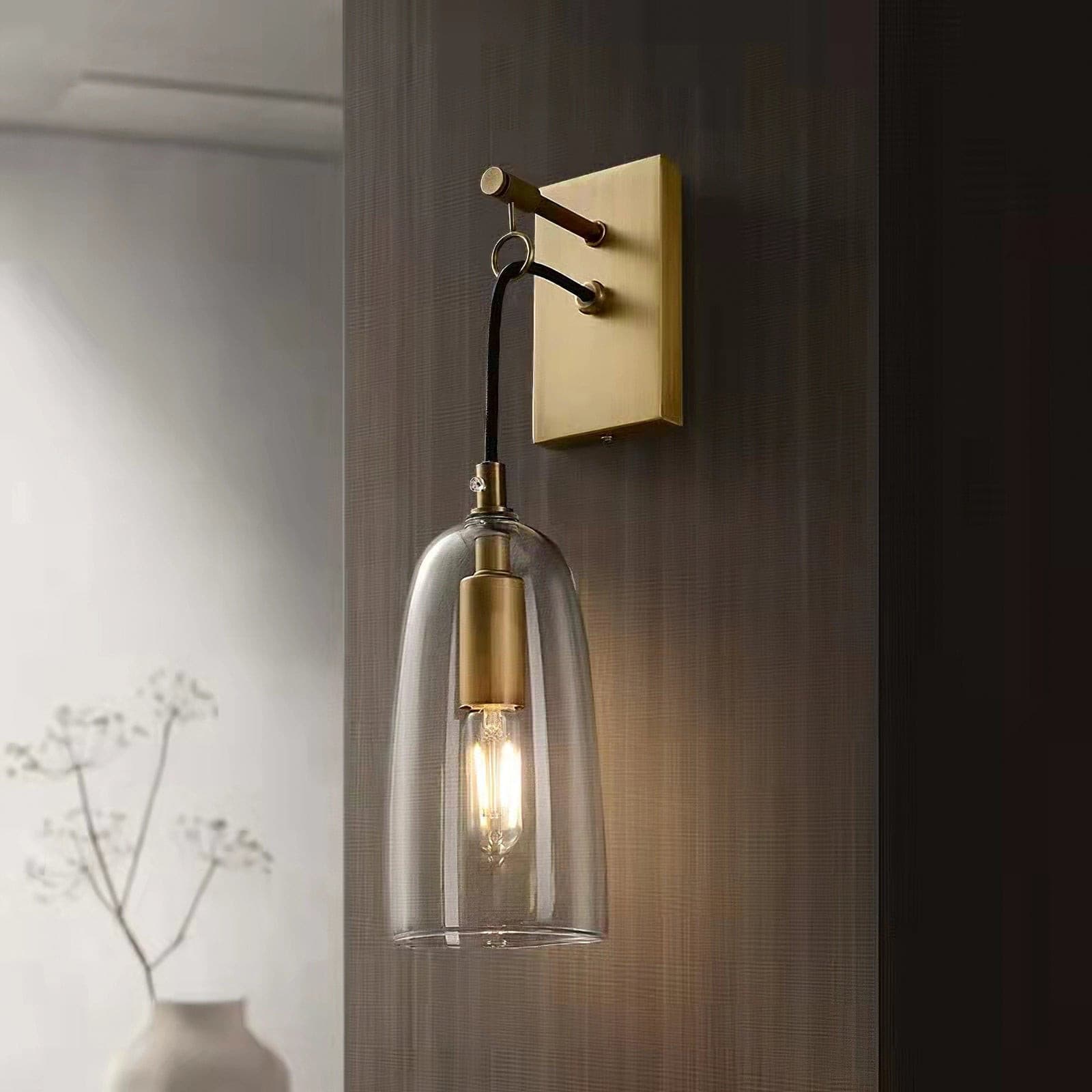 Scandinavian Brass Glass Wall Sconce