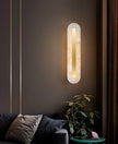 Alabaster Rounded Brass Wall Sconce