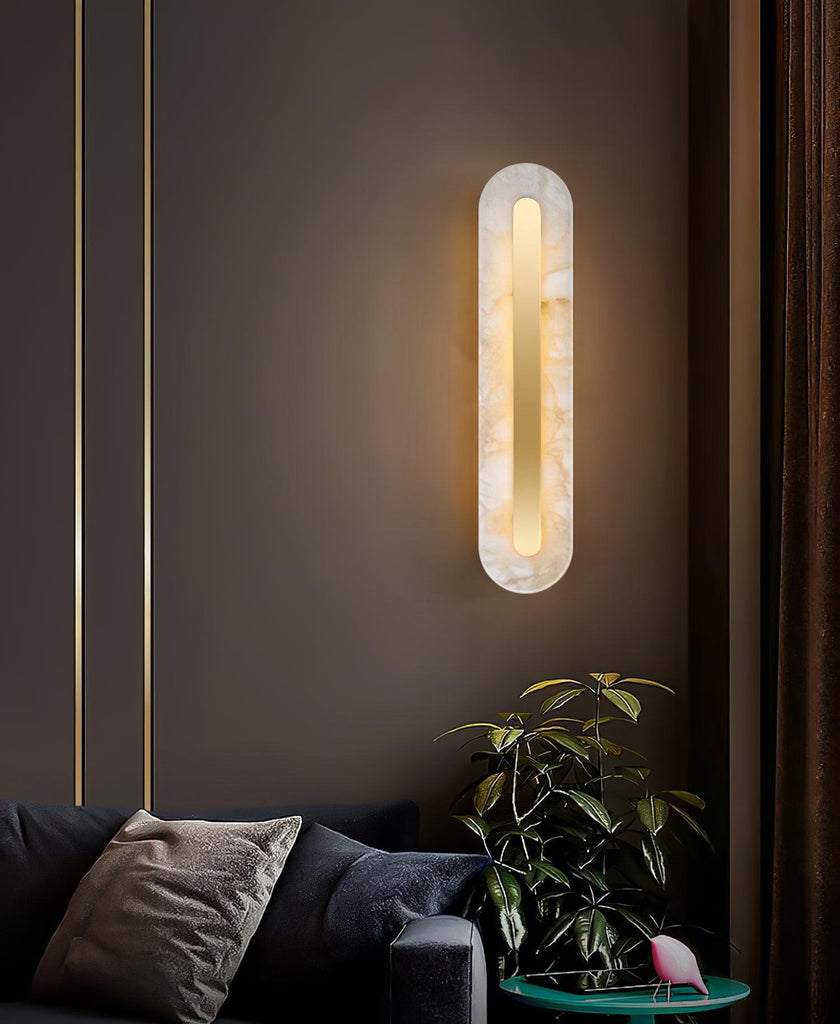 Alabaster Rounded Brass Wall Sconce