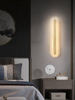 Alabaster Rounded Brass Wall Sconce