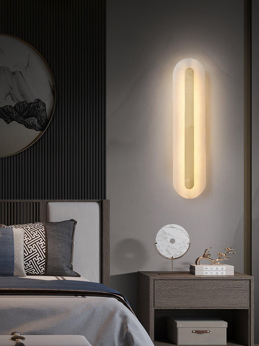 Alabaster Rounded Brass Wall Sconce