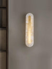 Alabaster Rounded Brass Wall Sconce