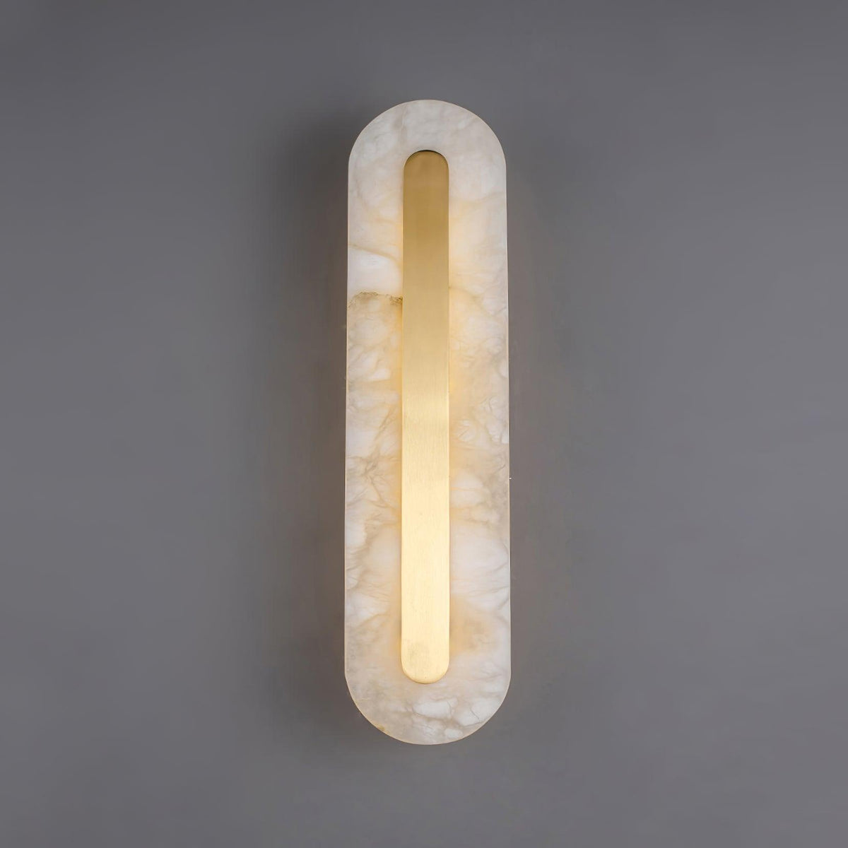Alabaster Rounded Brass Wall Sconce