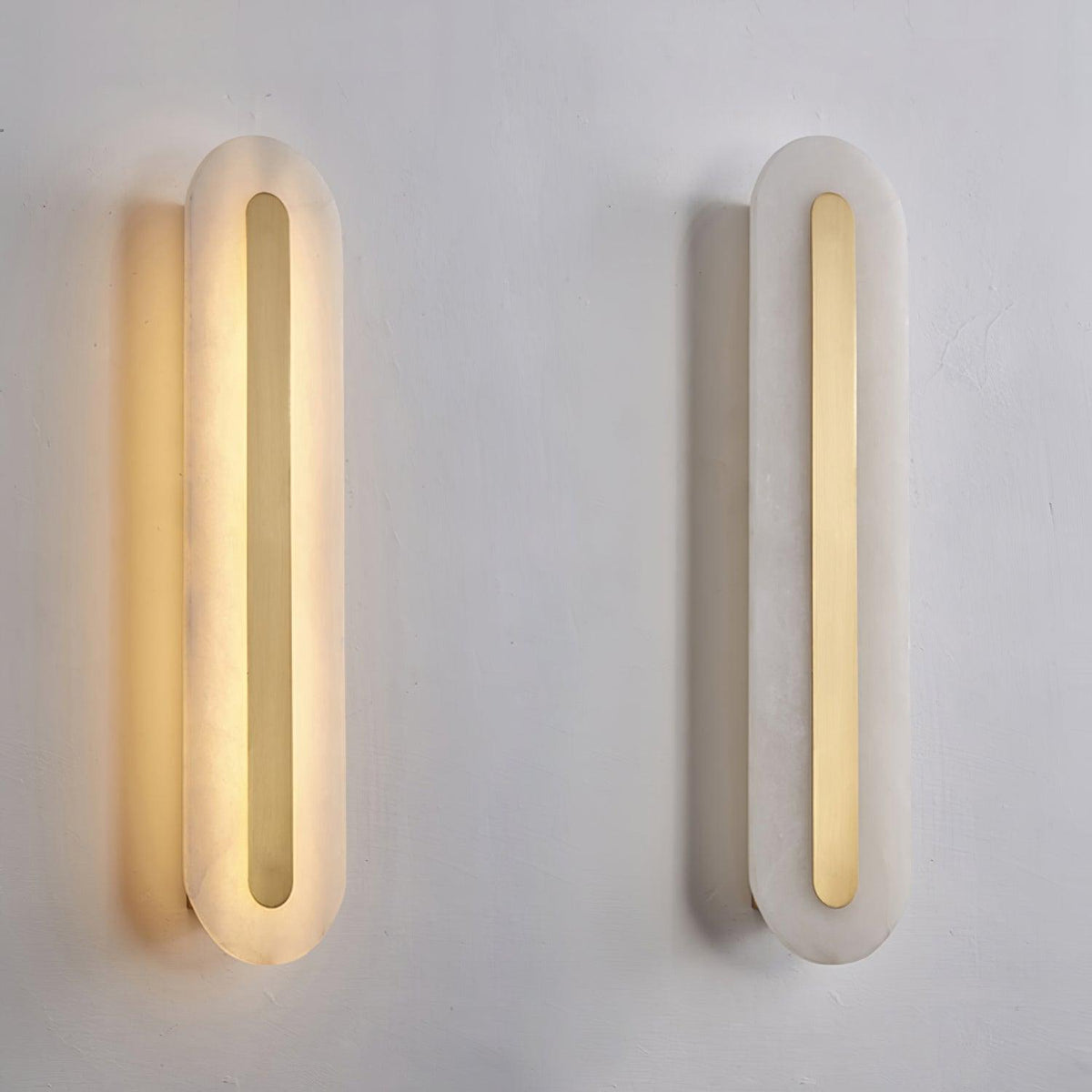 Alabaster Rounded Brass Wall Sconce