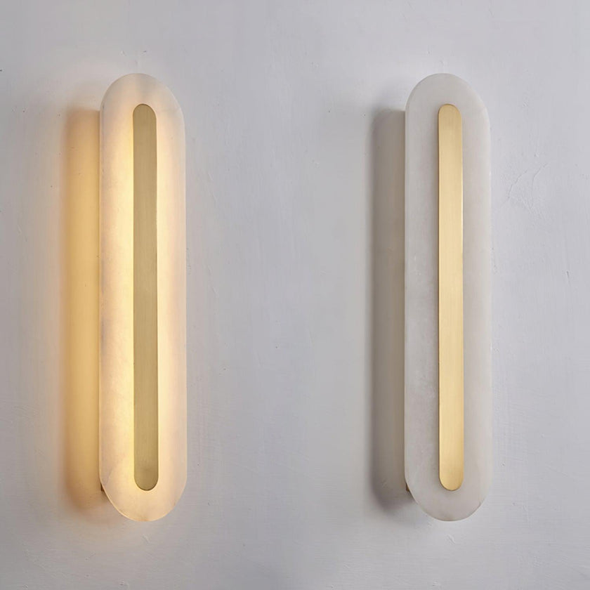 Alabaster Rounded Brass Wall Sconce