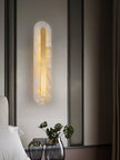 Alabaster Rounded Brass Wall Sconce
