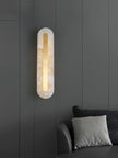 Alabaster Rounded Brass Wall Sconce