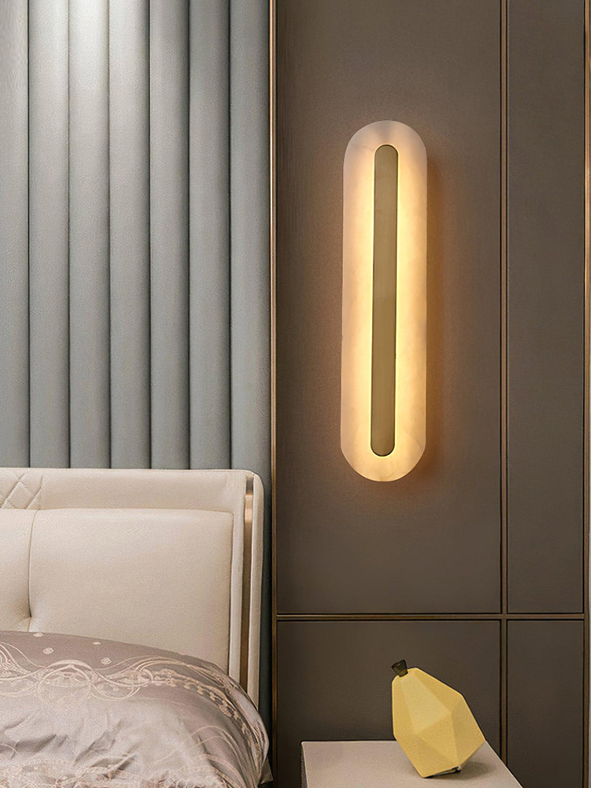 Alabaster Rounded Brass Wall Sconce