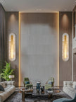 Alabaster Rounded Brass Wall Sconce