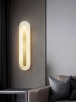Alabaster Rounded Brass Wall Sconce