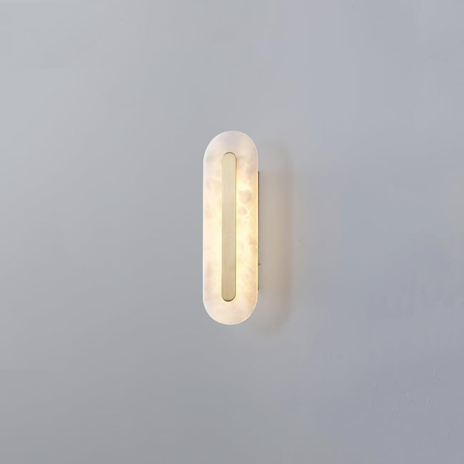 Alabaster Rounded Brass Wall Sconce