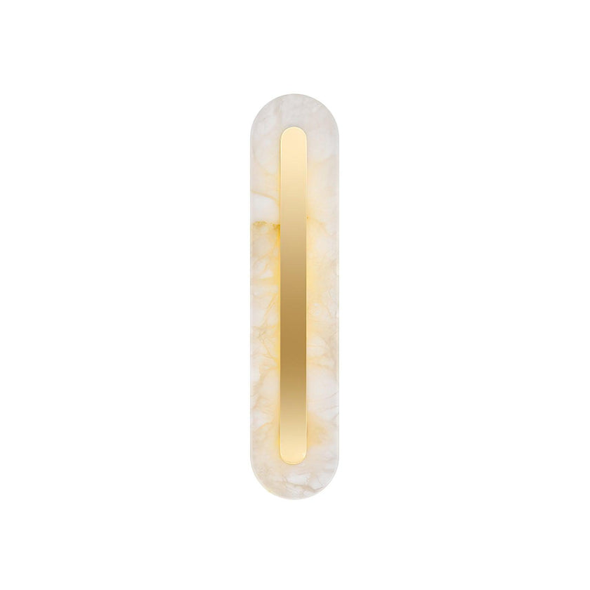Alabaster Rounded Brass Wall Sconce