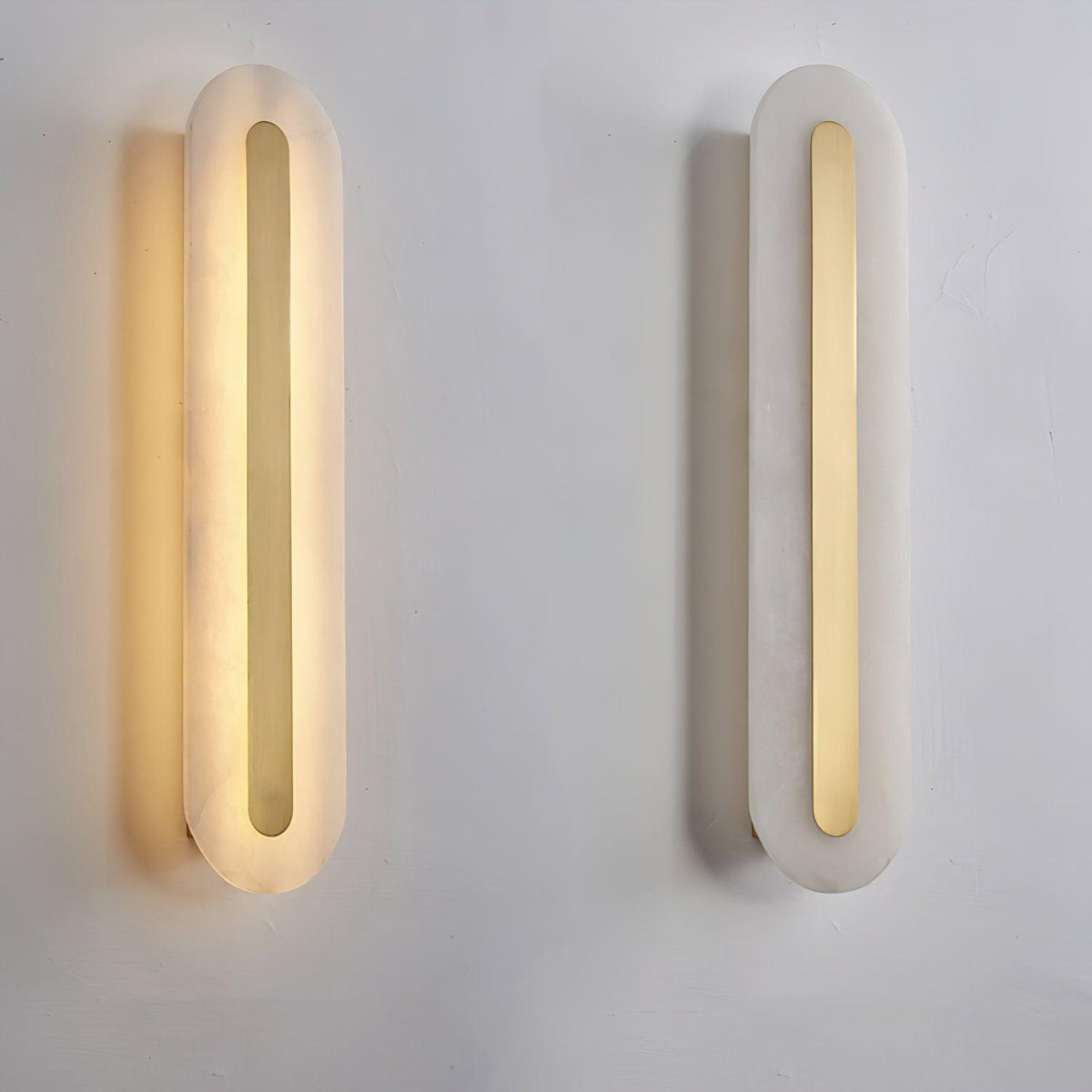 Alabaster Rounded Brass Wall Sconce